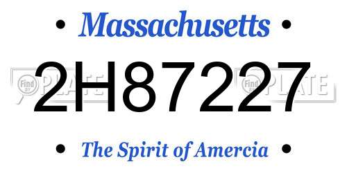 2H87227 Massachusetts License Plate
