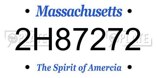 2H87272 Massachusetts License Plate