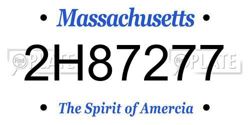 2H87277 Massachusetts License Plate