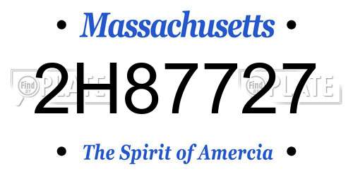2H87727 Massachusetts License Plate