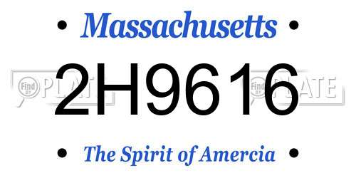 2H9616 Massachusetts License Plate