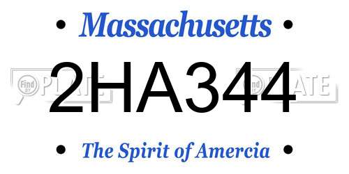 2HA344 Massachusetts License Plate