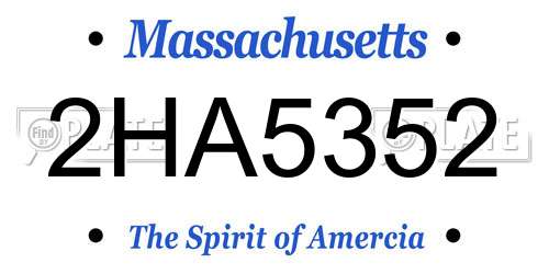 2HA5352 Massachusetts License Plate