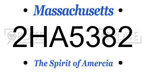 2HA5382 Massachusetts License Plate