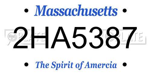 2HA5387 Massachusetts License Plate