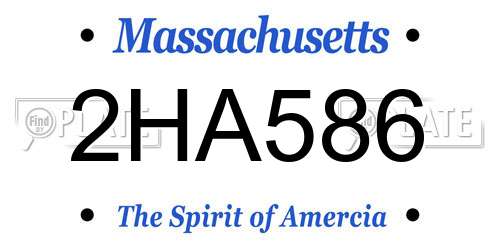 2HA586 Massachusetts License Plate