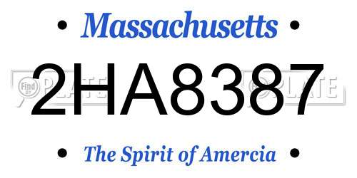 2HA8387 Massachusetts License Plate