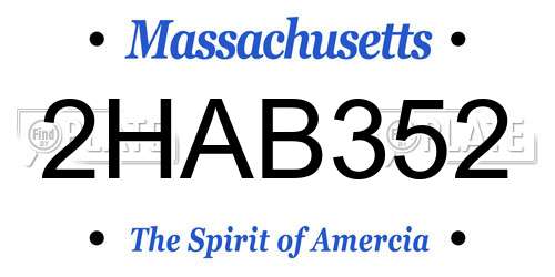 2HAB352 Massachusetts License Plate