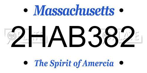 2HAB382 Massachusetts License Plate