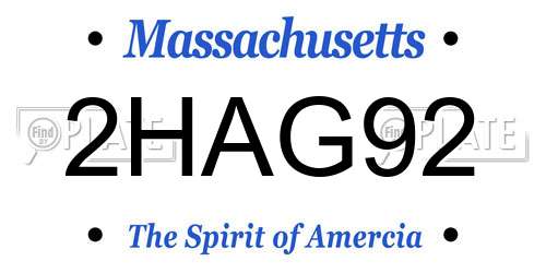 2HAG92 Massachusetts License Plate
