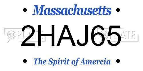 2HAJ65 Massachusetts License Plate