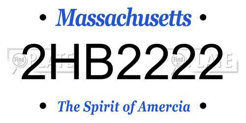 2HB2222 Massachusetts License Plate