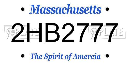2HB2777 Massachusetts License Plate