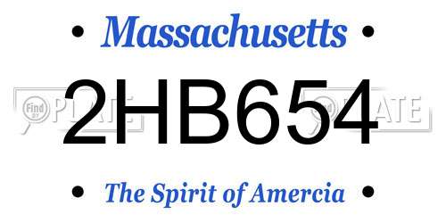 2HB654 Massachusetts License Plate