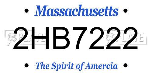 2HB7222 Massachusetts License Plate