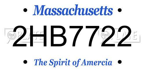 2HB7722 Massachusetts License Plate