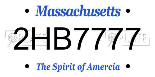2HB7777 Massachusetts License Plate