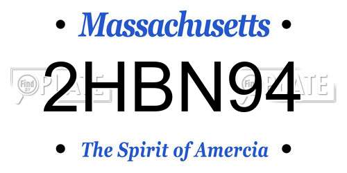 2HBN94 Massachusetts License Plate