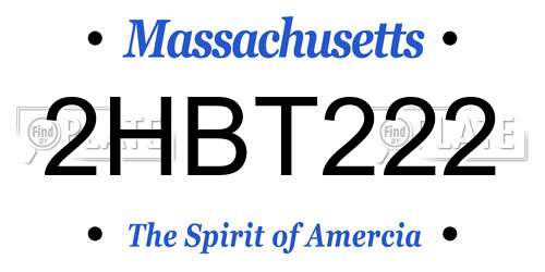 2HBT222 Massachusetts License Plate