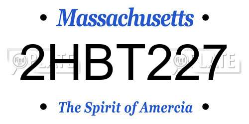 2HBT227 Massachusetts License Plate
