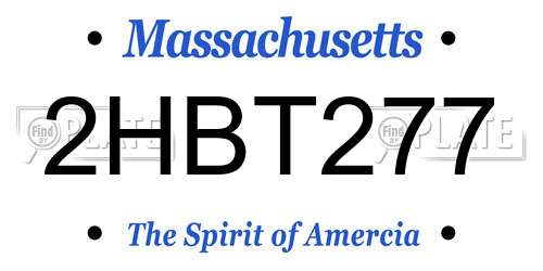 2HBT277 Massachusetts License Plate