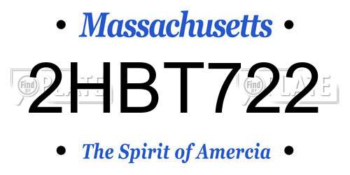 2HBT722 Massachusetts License Plate