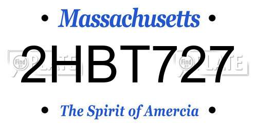 2HBT727 Massachusetts License Plate