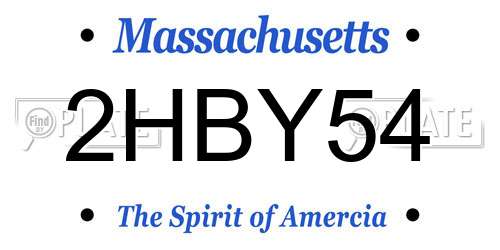 2HBY54 Massachusetts License Plate