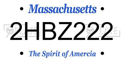 2HBZ222 Massachusetts License Plate