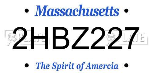 2HBZ227 Massachusetts License Plate