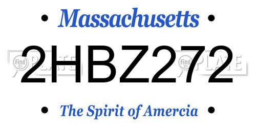 2HBZ272 Massachusetts License Plate