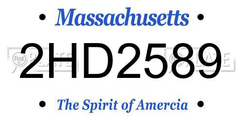 2HD2589 Massachusetts License Plate