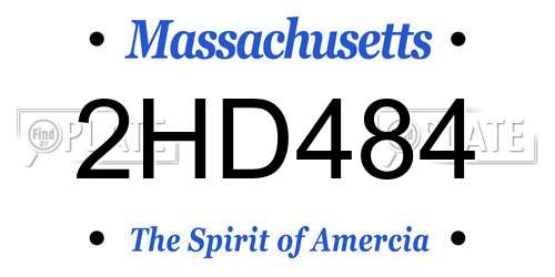 2HD484 Massachusetts License Plate