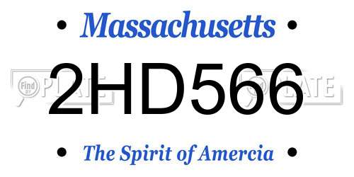 2HD566 Massachusetts License Plate