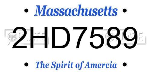 2HD7589 Massachusetts License Plate