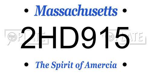2HD915 Massachusetts License Plate