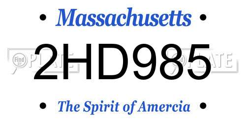 2HD985 Massachusetts License Plate