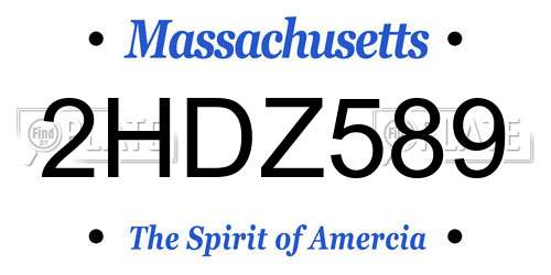2HDZ589 Massachusetts License Plate