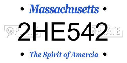 2HE542 Massachusetts License Plate