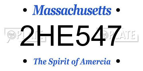 2HE547 Massachusetts License Plate
