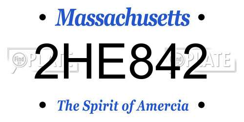 2HE842 Massachusetts License Plate