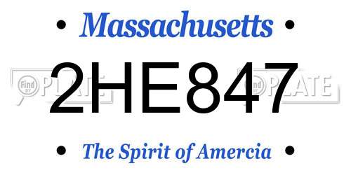 2HE847 Massachusetts License Plate