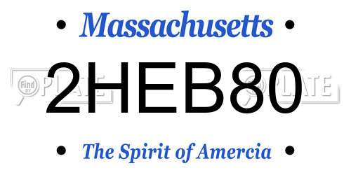 2HEB80 Massachusetts License Plate
