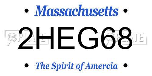 2HEG68 Massachusetts License Plate