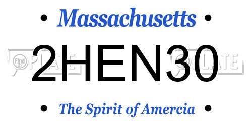 2HEN30 Massachusetts License Plate