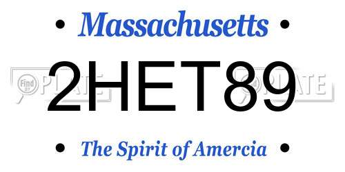 2HET89 Massachusetts License Plate