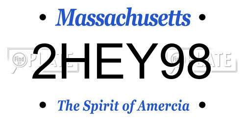 2HEY98 Massachusetts License Plate