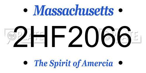 2HF2066 Massachusetts License Plate