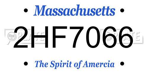 2HF7066 Massachusetts License Plate