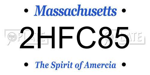 2HFC85 Massachusetts License Plate